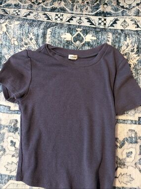 Garage Short Sleeve Ribbed Top - Purple